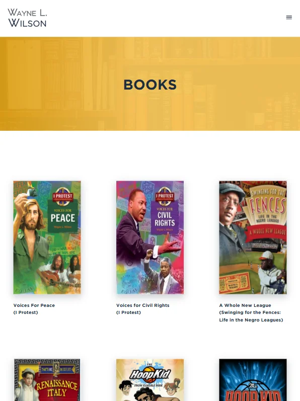 Wayne L. Wilson Books Section Mobile View
